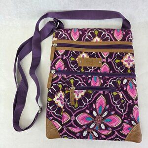 Trendy Mini Crossbody Bag Floral Purse Adjustable Strap 3 Zip Pocket Hippie Boho